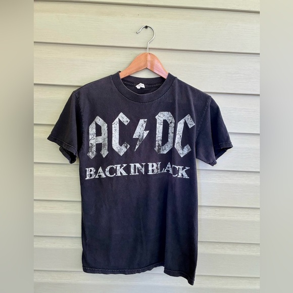 AC/DC Y2K band t-shirt Back in Black Sz S 100% cotton ALSTYLE Apparel music tee - Picture 1 of 12